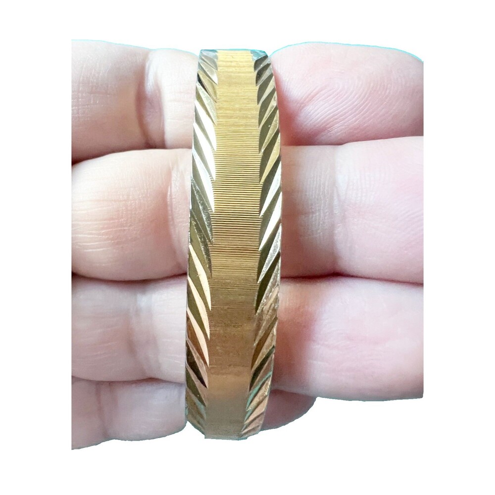 Vtg 1970's MONET Gold Tone Bangle Bracelet Shiny Brushed Simple Stunning 7/8"